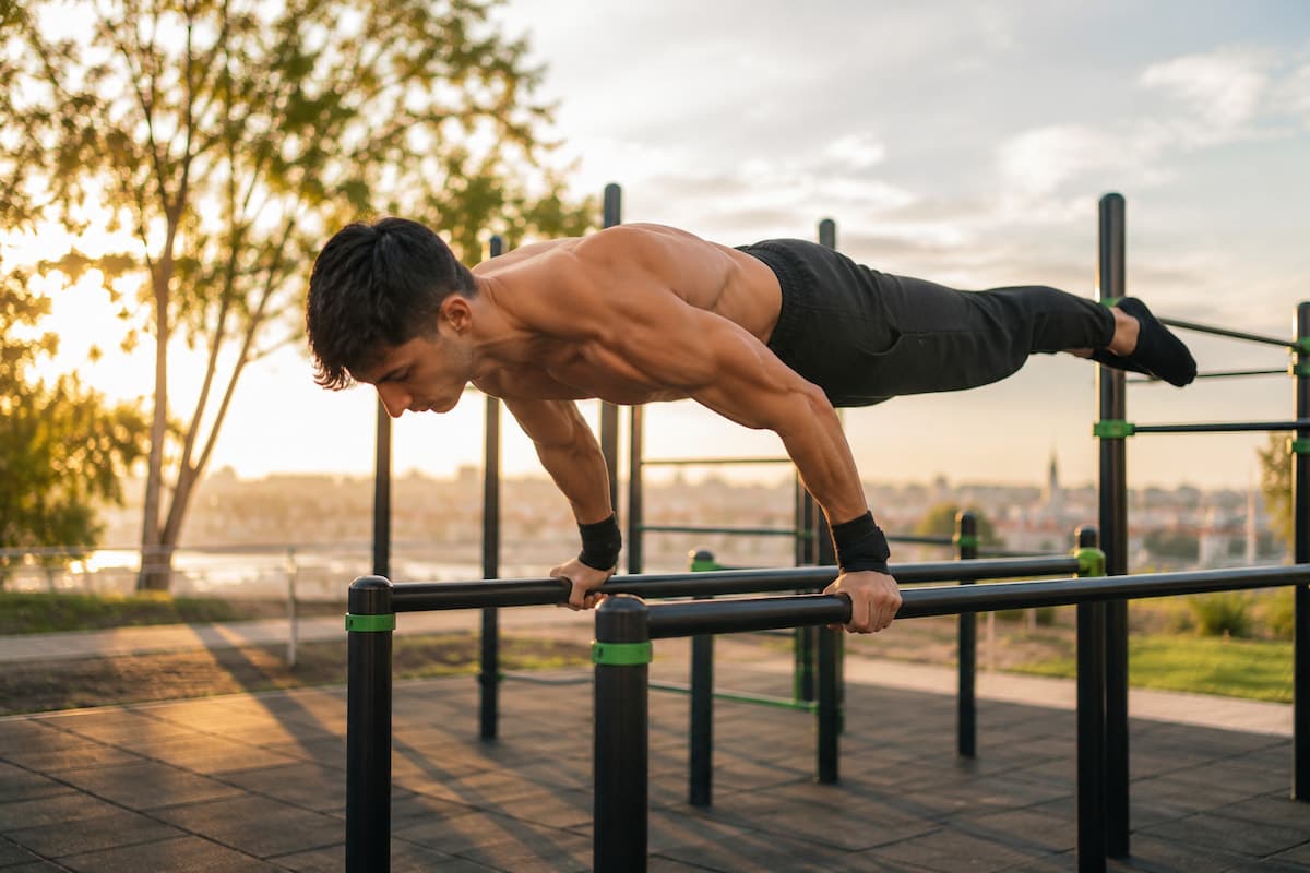 treino de calistenia em parque