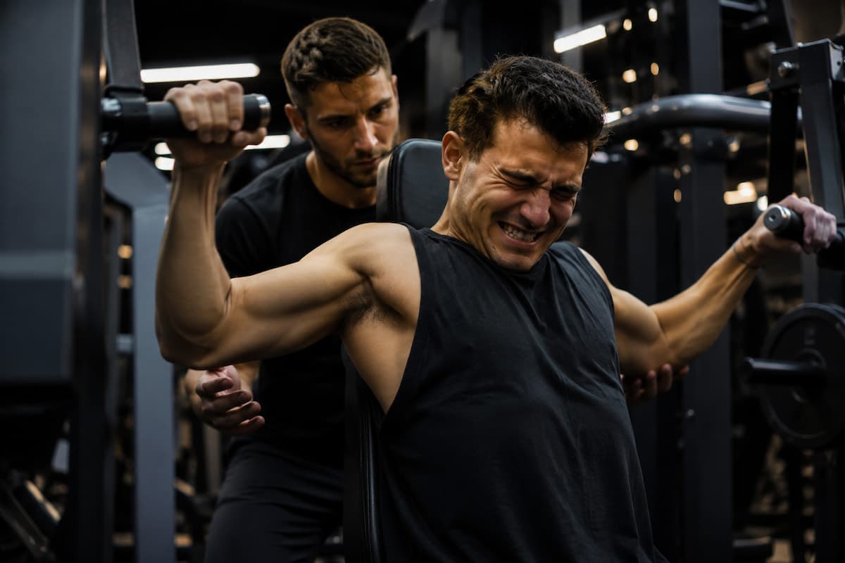 homem treinando até a falha muscular